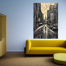 市内の雨 | AIアートポスター ポスター