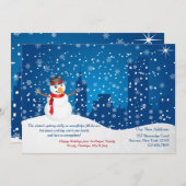 市内の雪だるまがお引越しします！ホリデーシーズンのお知らせ シーズンカード (正面/裏面)