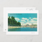 市内ビーチと桟橋の景観 ポストカード (正面/裏面)