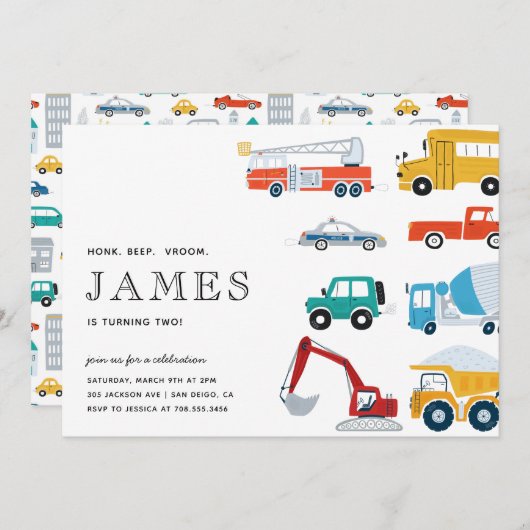 市内交通トラック第2バースデーパーティー 招待状 (正面/裏面)