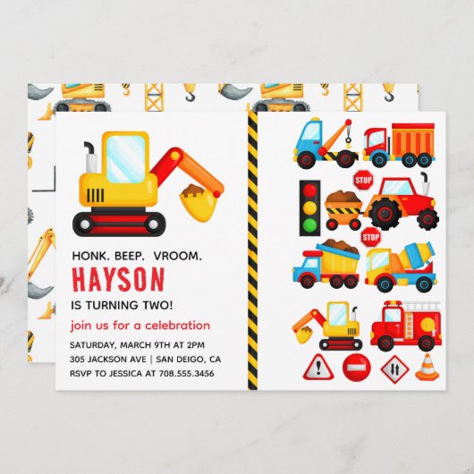 市内交通トラック2nd誕生日パーティー 招待状 (正面/裏面)