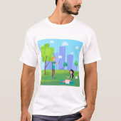 市内公園でのソーシャルメディアコミュニケーション Tシャツ (正面)
