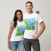市内公園でのソーシャルメディアコミュニケーション Tシャツ (ユニセックス)
