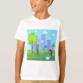 市内公園でのソーシャルメディアコミュニケーション Tシャツ (正面)