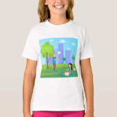 市内公園でのソーシャルメディアコミュニケーション Tシャツ (正面)
