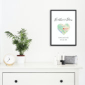 市内地図ハート結婚の婚約カスタムギフトポスト ポスター