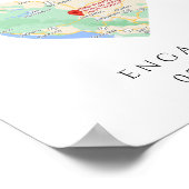 市内地図ハート結婚の婚約カスタムギフトポスト ポスター (角)