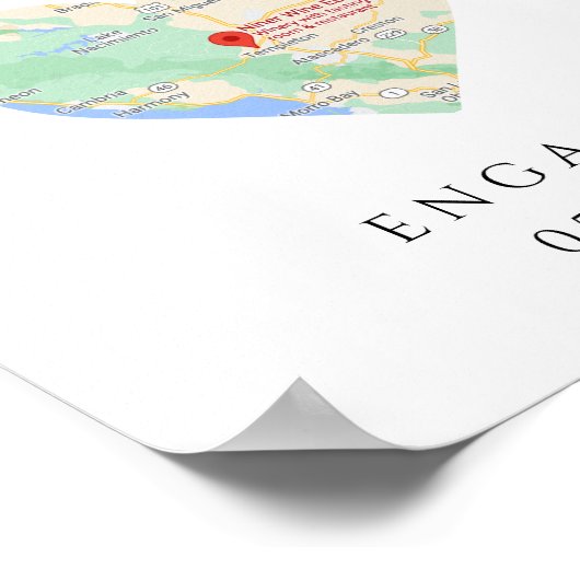 市内地図ハート結婚の婚約カスタムギフトポスト ポスター (角)