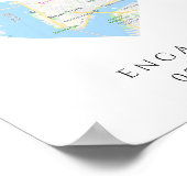 市内地図ハート結婚の婚約カスタムギフト ポスター (角)