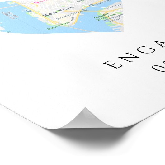 市内地図ハート結婚の婚約カスタムギフト ポスター (角)