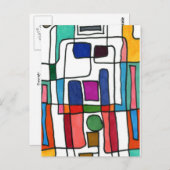 「市内地図」抽象芸術はがき ポストカード (正面/裏面)