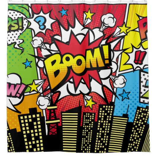 市内背景資料(漫画アートスタイルスピード) シャワーカーテン (正面)