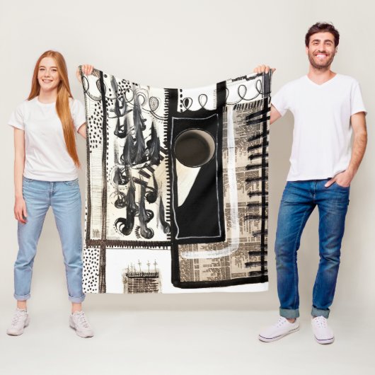 市内言語（白黒） フリースブランケット (インサイチュ)