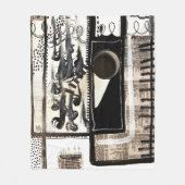 市内言語（白黒） フリースブランケット (正面)