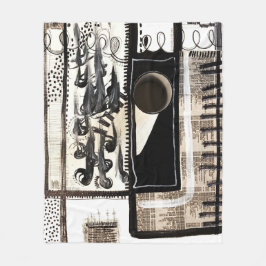 市内言語（白黒） フリースブランケット