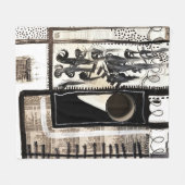 市内言語（白黒） フリースブランケット (正面(横))