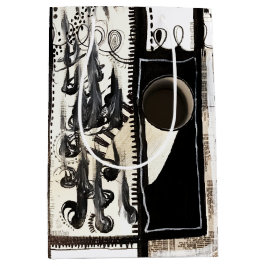 市内言語（白黒） ミディアムペーパーバッグ