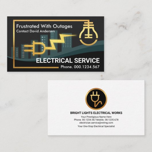 市内高架線停止金ゴールド電気回路 名刺 (正面/裏面)