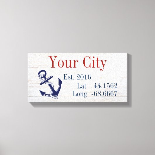 市区町村または家族の名前の緯度と経度 キャンバスプリント (正面)