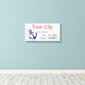 市区町村または家族の名前の緯度と経度 キャンバスプリント (インサイチュ (ウッドフロア))