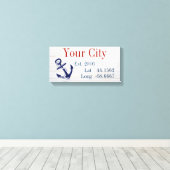 市区町村または家族の名前の緯度と経度 キャンバスプリント (インサイチュ (ウッドフロア))