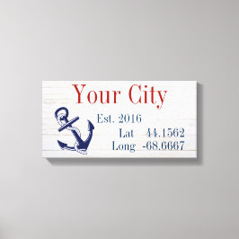 市区町村または家族の名前の緯度と経度 キャンバスプリント