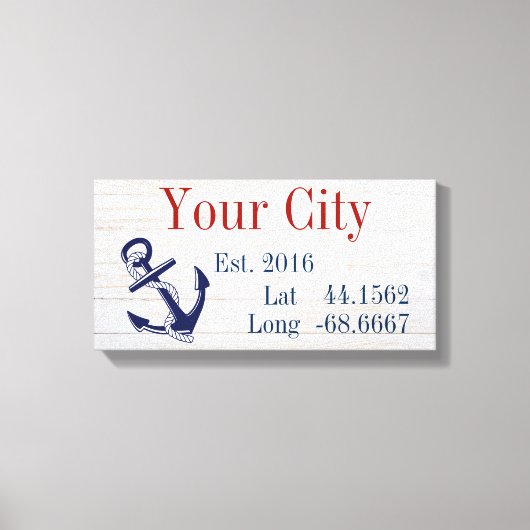 市区町村または家族の名前の緯度と経度 キャンバスプリント (正面)