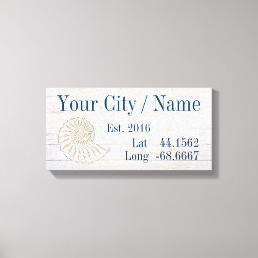 市区町村または家族の名前の緯度と経度 キャンバスプリント (正面)