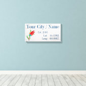 市区町村または家族の名前の緯度と経度 キャンバスプリント (インサイチュ (ウッドフロア))