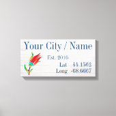 市区町村または家族の名前の緯度と経度 キャンバスプリント (正面)