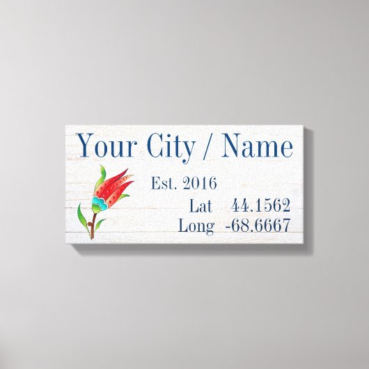 市区町村または家族の名前の緯度と経度 キャンバスプリント (正面)