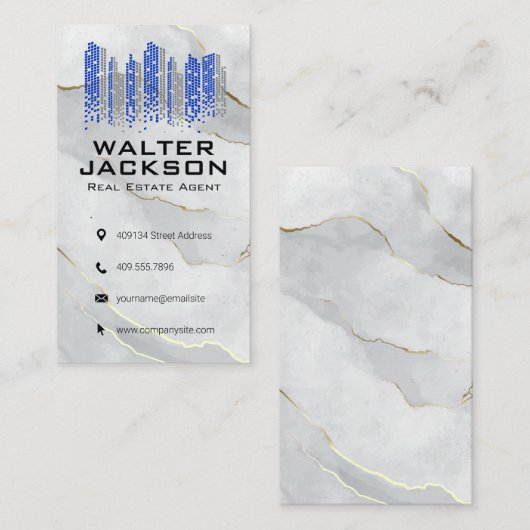 市区町村ロゴ | 大理石 名刺 (正面/裏面)