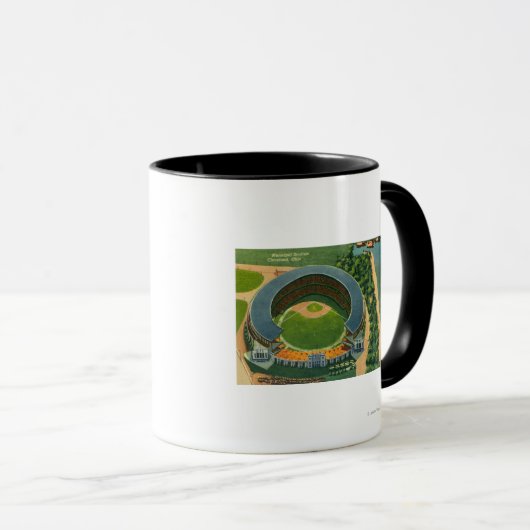 市営スタジアムの空中表示クリーブランド, OH マグカップ (正面右)