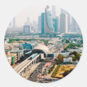 市営地下鉄線と超高層ビルの表示 ラウンドシール (正面)