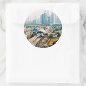 市営地下鉄線と超高層ビルの表示 ラウンドシール (バッグ)