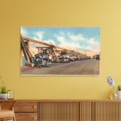 市営桟橋の魚釣りボートのビュー キャンバスプリント (インサイチュ (リビング))