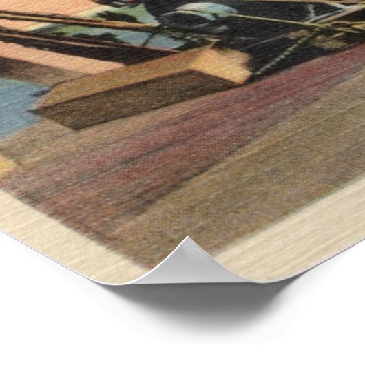 市営桟橋の魚釣りボートのビュー ポスター (角)