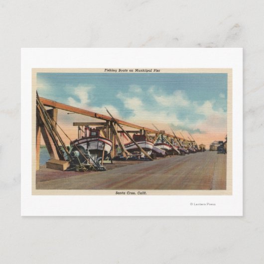 市営桟橋の魚釣りボートのビュー ポストカード (正面)