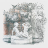 市噴水の女の子の白い姿 シール (正面)