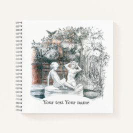 市噴水の女の子の白い姿 ノートブック