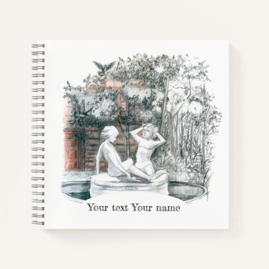 市噴水の女の子の白い姿 ノートブック (正面)