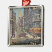 市場およびパウエルの通りのケーブル・カー メタルオーナメント (左)