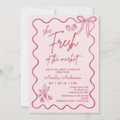 市場お洒落のブライダルシャワーから赤く 招待状 (正面)