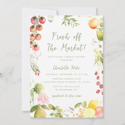 市場お洒落のブライダルシャワー指標 招待状 (正面)