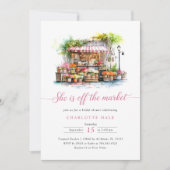 市場お洒落のブライダルシャワー 招待状 (正面)