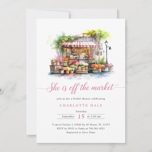市場お洒落のブライダルシャワー 招待状 (正面)