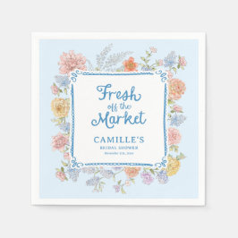 市場からおめでたいブルーの花嫁の前祝い スタンダードカクテルナプキン