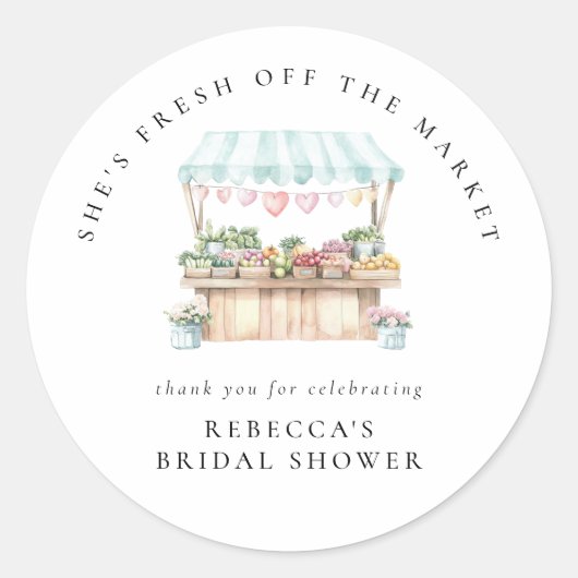 市場からお届け！ファーマーズマーケットのウェディングシャワーテーマ ラウンドシール (正面)