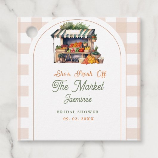 市場からお届け！ フレッシュな結婚前お祝いパーティー フェイバータグ (正面)