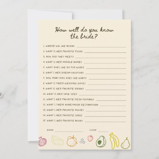 市場からダウンロード可能なブライダルシャワーカード 招待状 (正面)